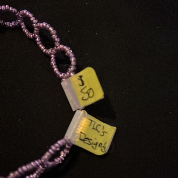 Girls infinity glass beaded gold clasped choker with earrings - Picture 2 of 3